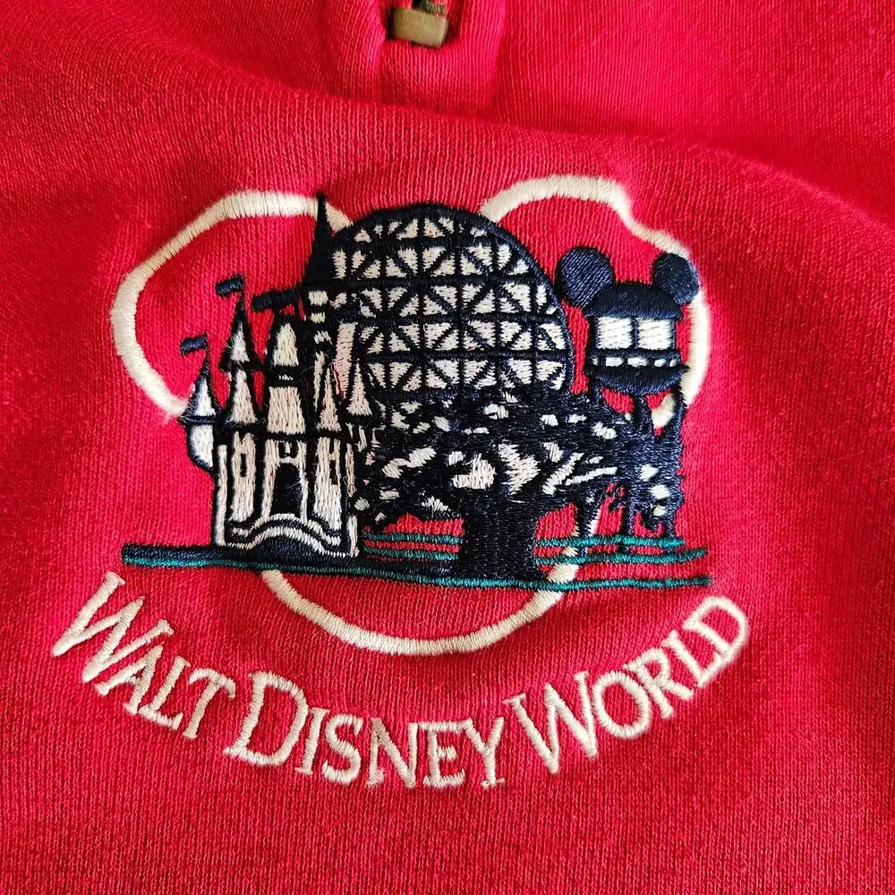Walt Disney World VTG 1998 Quarter Zip Pullover Sweatshirt Red sz XXL